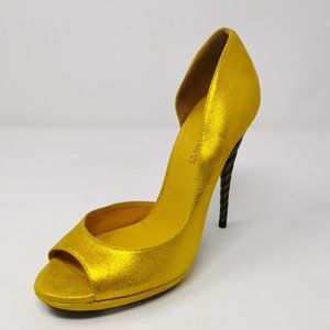 Nina Ricci Yellow Metallic Suede Heels